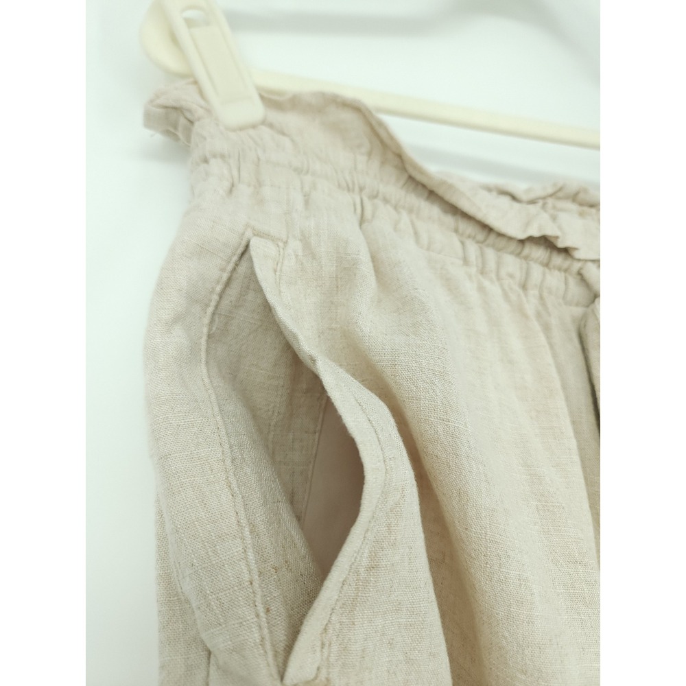 H&M Linen Blend Shorts Womens L Beige Paperbag PullOn Coastal Quiet Luxury - Picture 5 of 7